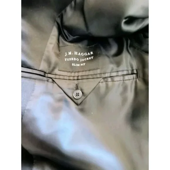 J.M. Haggar Premium Suit Tuxedo Jacket Men 42L/L/L Blue Black Classic Slim Fit - Picture 8 of 11